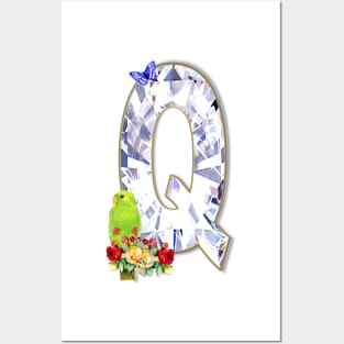 Name Initial Letter Q and Eclectus Parrot Posters and Art